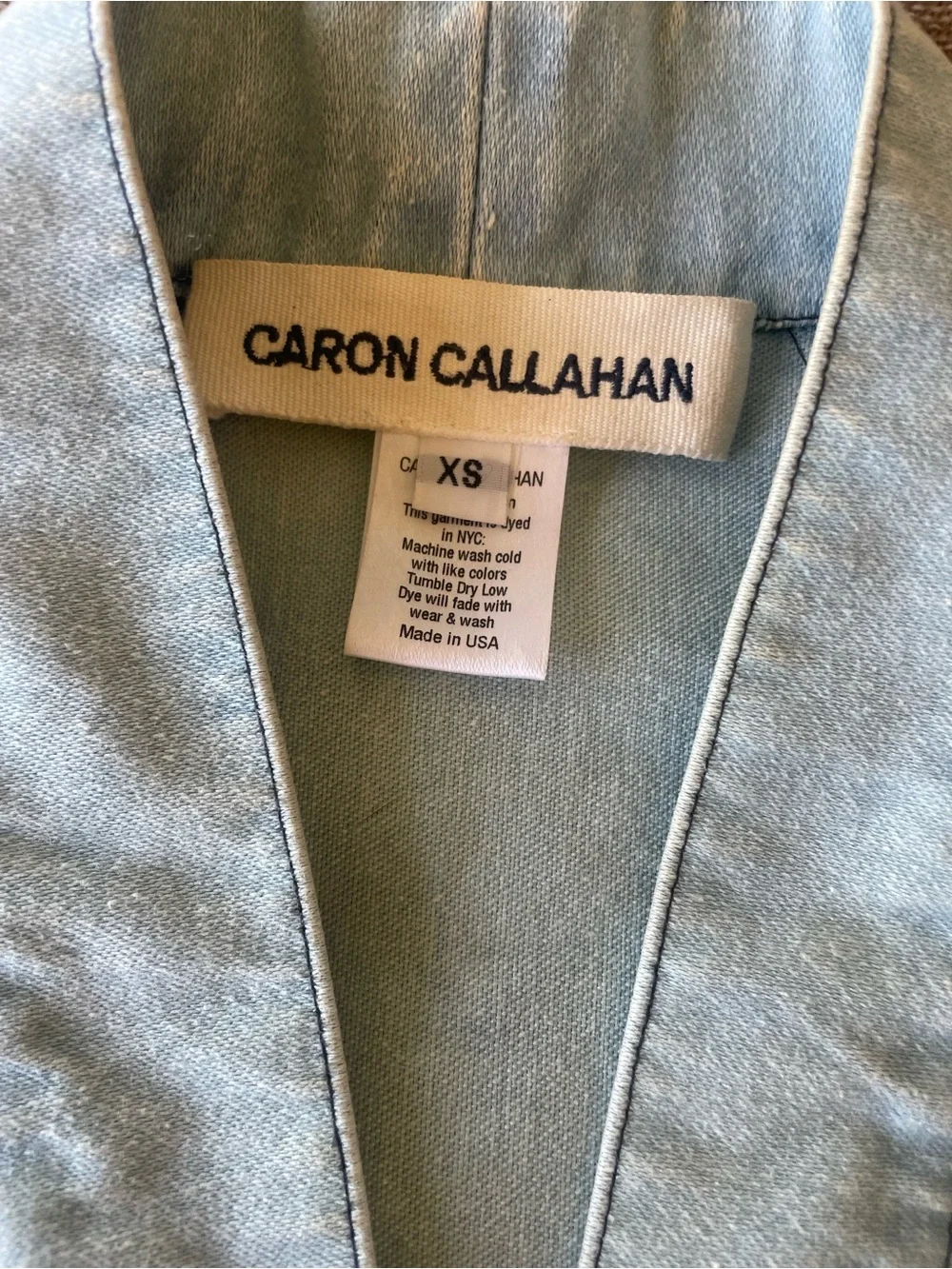 Caron Callahan Orla Jacket in Sun-Bleached indigo Twill, Size XS